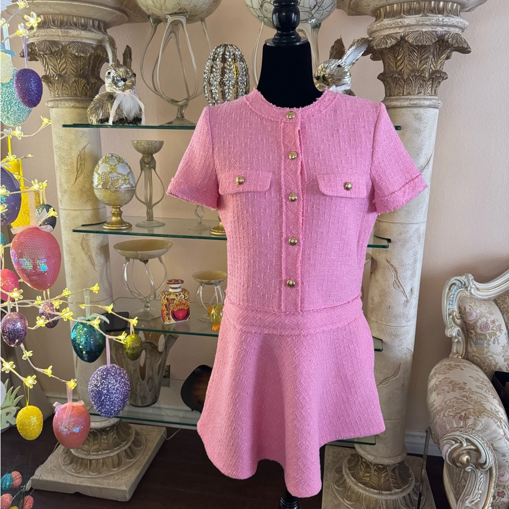 Zara Pink Tweed Dress New With Tags Size Medium - Picture 15 of 16
